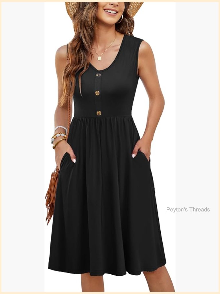 Women's Sleeveless Casual Midi Sundress With Pockets